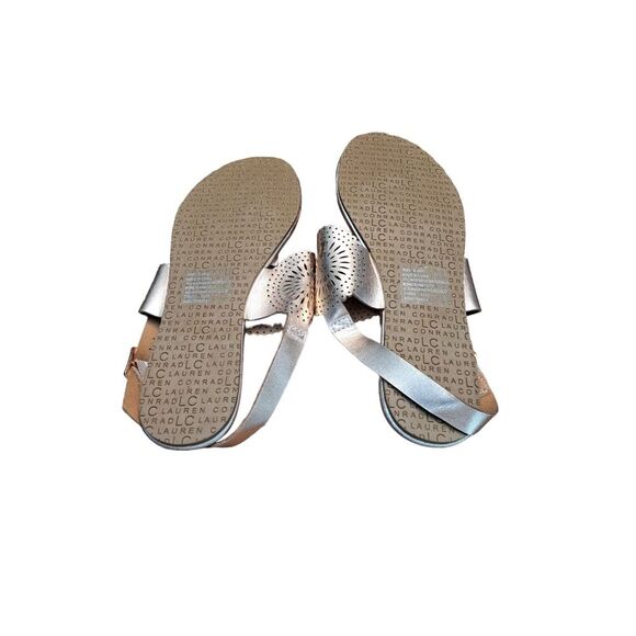 LC Lauren Conrad‎ Aquamarine Rose Gold Women's T-Strap Sandals Open Toe Comfy - Picture 3 of 7